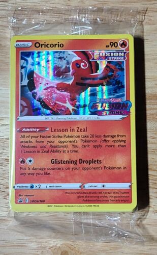 Oricorio - SWSH168 Holo Rare - Sealed Fusion Strike Prerelease Promo Pack